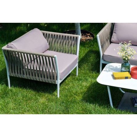 "Касабланка" лаунж-зона плетеная из роупа 4-местная, цвет серо-коричневый