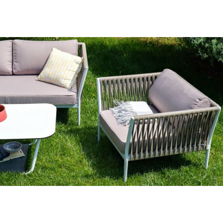 "Касабланка" лаунж-зона плетеная из роупа 4-местная, цвет серо-коричневый