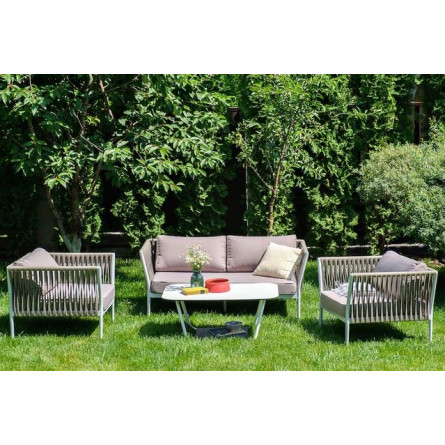 "Касабланка" лаунж-зона плетеная из роупа 4-местная, цвет серо-коричневый