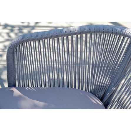 "Марсель" плетеный стул из роупа (веревки), каркас белый, цвет светло-серый