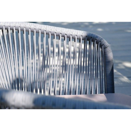 "Марсель" плетеный стул из роупа (веревки), каркас белый, цвет светло-серый