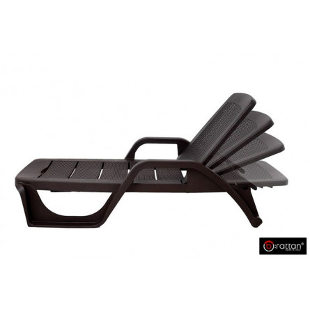 Шезлонг B:rattan NILO стопирующийся, коричневый