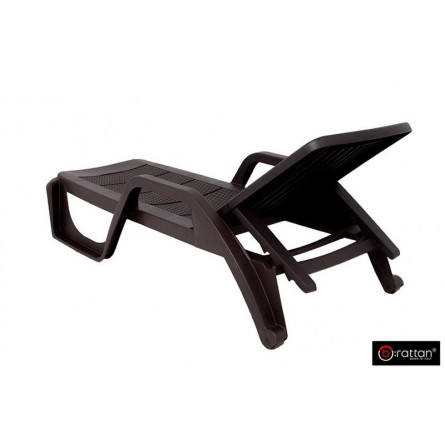 Шезлонг B:rattan NILO стопирующийся, коричневый