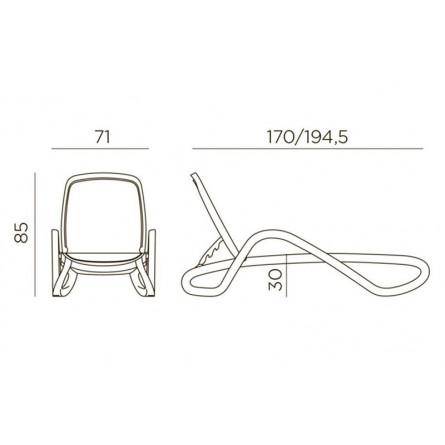 Шезлонг Nardi Alfa с подлокотниками, бело-синий