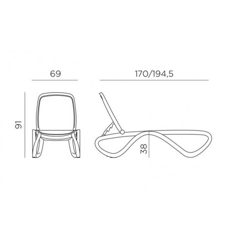 Шезлонг Nardi Omega без подлокотников, бело-бежевый