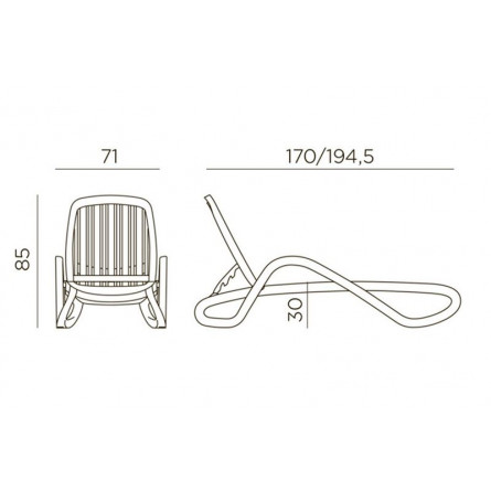 Шезлонг Nardi Eden с подлокотниками, tortora
