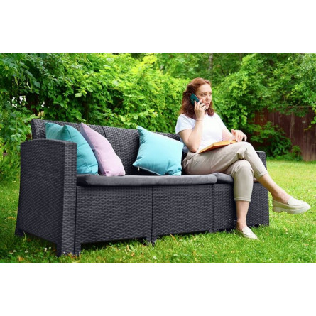 Диван трехместный b:rattan Arizona, антрацит (3-х местная подушка)