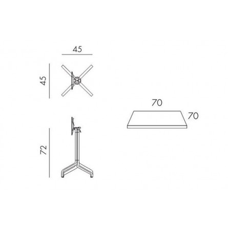 Стол складной квадратный Frasca Mini 70*70, белый (база + столешница)