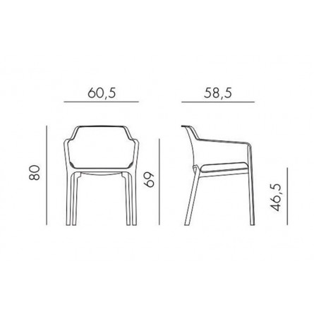 Стул-кресло Net, тортора, с серой подушкой