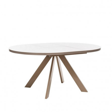 Стол раздвижной Leset Асгард, стекло Капучино/опоры Капучино