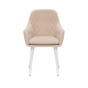 Стул с подлокотниками Leset Слим, каркас Белый, велюр Бежевый