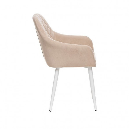 Стул с подлокотниками Leset Слим, каркас Белый, велюр Бежевый