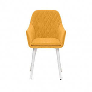 Стул с подлокотниками Leset Слим, каркас Белый, велюр Горчица