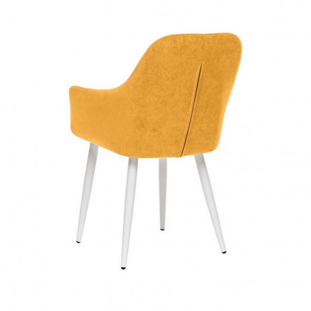 Стул с подлокотниками Leset Слим, каркас Белый, велюр Горчица