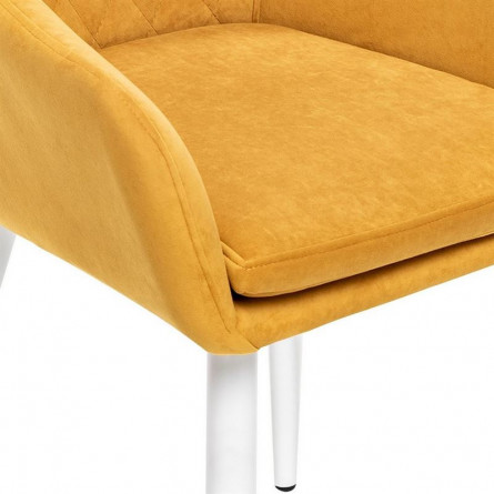 Стул с подлокотниками Leset Слим, каркас Белый, велюр Горчица