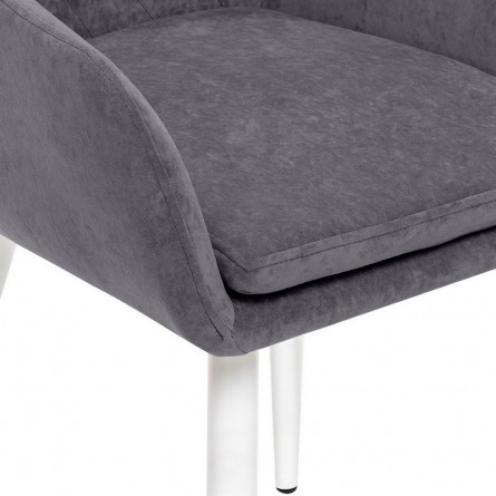 Стул с подлокотниками Leset Слим, каркас Белый, велюр Графит