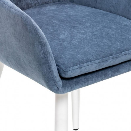 Стул с подлокотниками Leset Слим, каркас Белый, велюр Синий