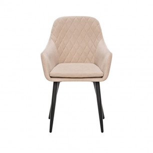Стул с подлокотниками Leset Слим, каркас Черный, велюр Бежевый