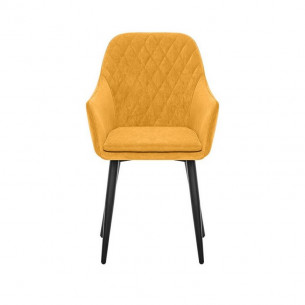 Стул с подлокотниками Leset Слим, каркас Черный, велюр Горчица