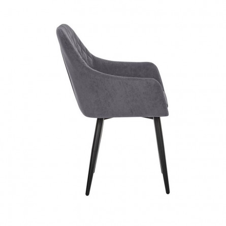 Стул с подлокотниками Leset Слим, каркас Черный, велюр Графит
