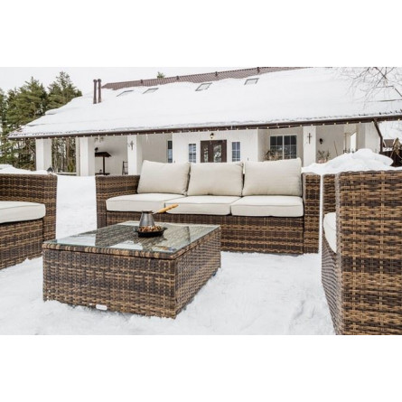 Лаунж-зона KARL с трёхместным диваном (коричневая)