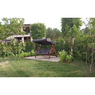 Деревянные качели Lyon с серыми подушками