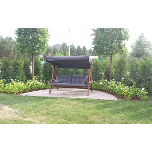 Деревянные качели Lyon с серыми подушками