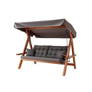 Деревянные качели Lyon с серыми подушками