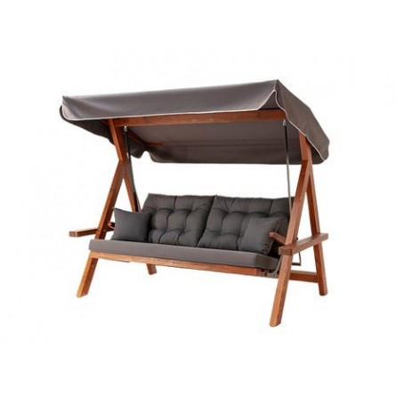 Деревянные качели Lyon с серыми подушками