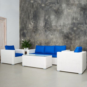 Лаунж зона KARL из ротанга в белом цвете