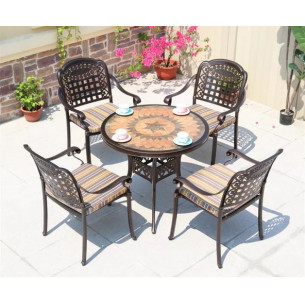 Стол круглый D850х720 мм из литого алюминия ДАВИД "DAVID" бронза арт.6160