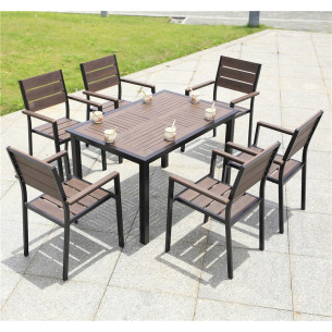 Комплект мебели из литого алюминия с ДПК стол 120*80 см ПОЛИВУД-6 + 6 кресел ПОЛИВУД-3