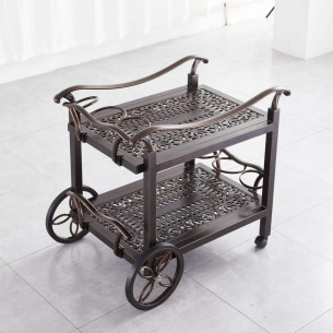 Сервировочный стол с баром из алюминия ЭКСКЛЮЗИВ "EXCLUSIVE" brown на колесах