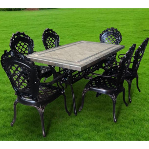 Мебель из литого алюминия стол с керамикой ДИМИКС «DIMIX» 160х90+ 6 кресел ФИНЛЯНДИЯ-4 "FINLAND-4"