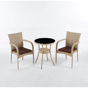 Комплект мебели столик Венеция + 2 кресла Милан из искусственного ротанга