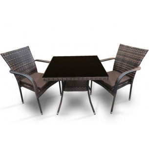 Комплект мебели стол Вайнхейвен + 2 кресла Милан из искусственного ротанга