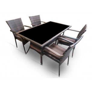 Комплект мебели стол Руардин + 4 кресла Милан из искусственного ротанга