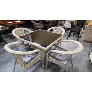 Комплект мебели Римини Столик + 4 кресла Руардин из искусственного ротанга
