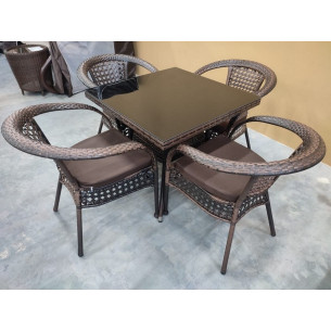 Комплект мебели из искусственного ротанга стол Вайнхейвен 80х80 + 4 кресла Руардин