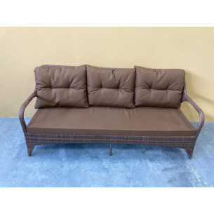 Трехместный диван из искусственного ротанга Веранда с подушками