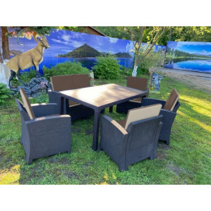 Набор пластиковой мебели под экоротанг для отдыха Калифорния "California Set" диван + 4 кресла