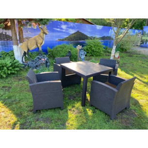Комплект мебели из пластика под экоротанг для отдыха Калифорния "California 4+1"