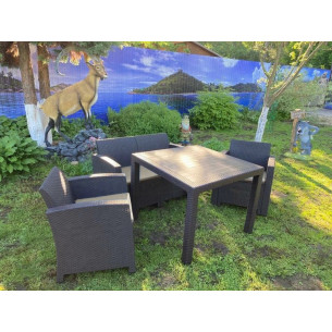 Гарнитур пластиковой мебели под иск.ротанг для отдыха Калифорния "California Lunch Set"