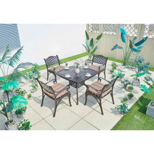 Комплект из литого алюминия стол квадратный АДОНИС "ADONIS" 90х90 + 4 кресла ЛИОН "LION"