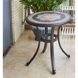 Стол круглый из литого алюминия с керамикой АНТИК "ANTIQUE" D60х66 арт.6152