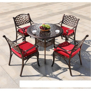 Комплект мебели из литого алюминия стол Феникс(90см) + 4 кресла Лион