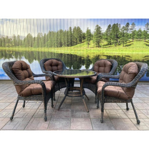 Комплект мебели из искусственного ротанга стол Сантос + 4 кресла Мэдисон LIGHTEN