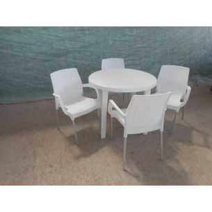Комплект пластиковой мебели (стол круглый D900 "Ривьера" + 4 кресла-стула "Аэро")
