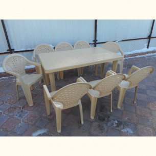 Комплект пластиковой мебели (стол прямоугольный "Нирвана" 1500х900 + 8 кресел "Барселона")