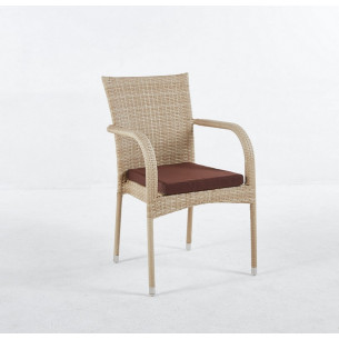 Стул-кресло с подлокотниками из искусственного ротанга Милан с подушкой 5 мм